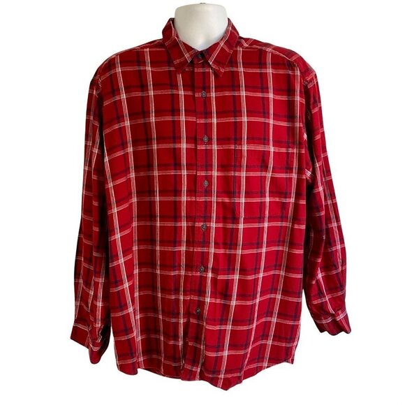 Eddie Bauer Long Sleeve Red Button Down Shirt Mens Large - Picture 2 of 10